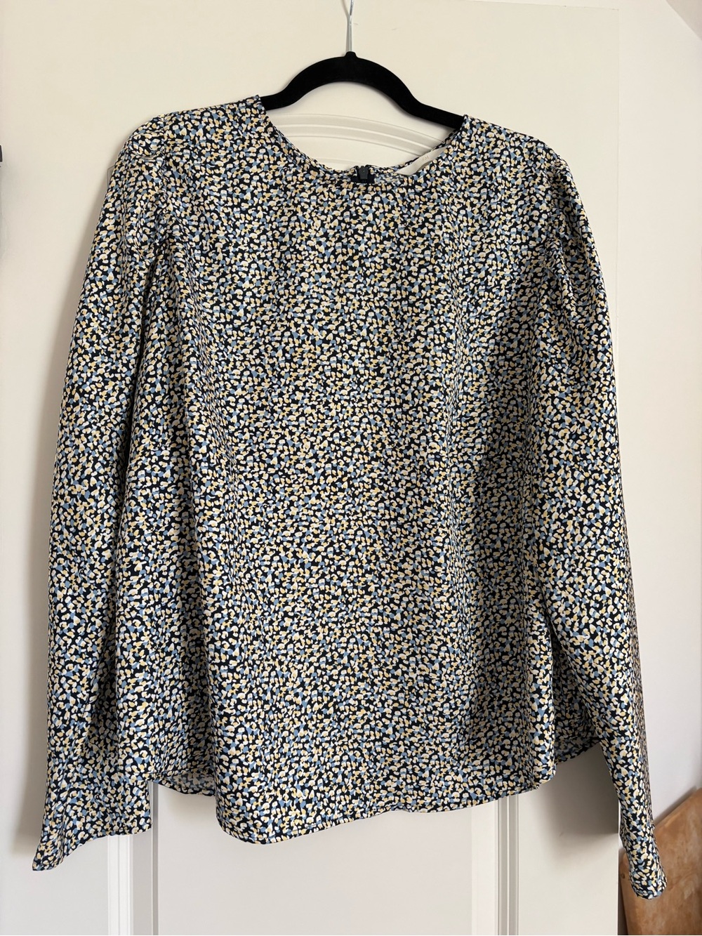 H&M Navy, Cream and Yellow Floral-Print Long Sleeve Top